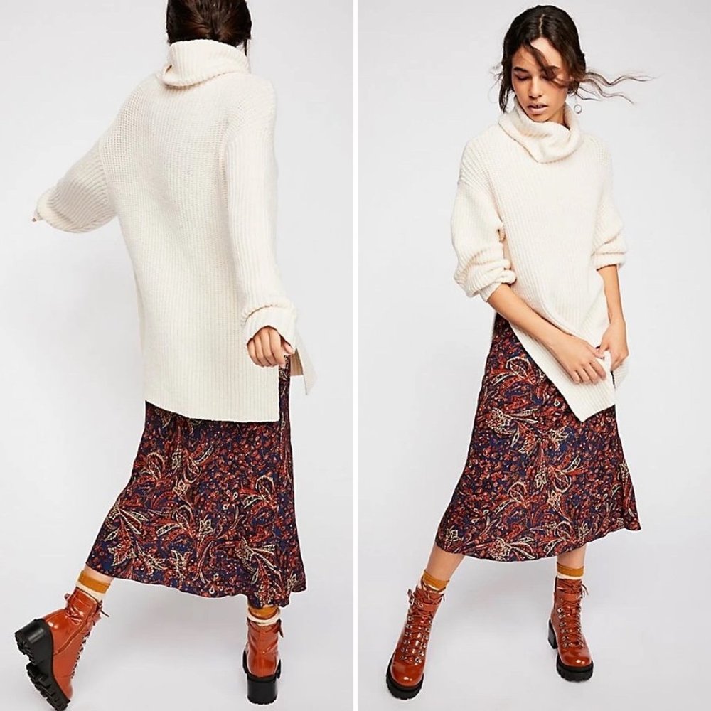 Free People Eleven Sweater in Cream Size XS New OB870945 Turtleneck Tunic - Picture 5 of 12